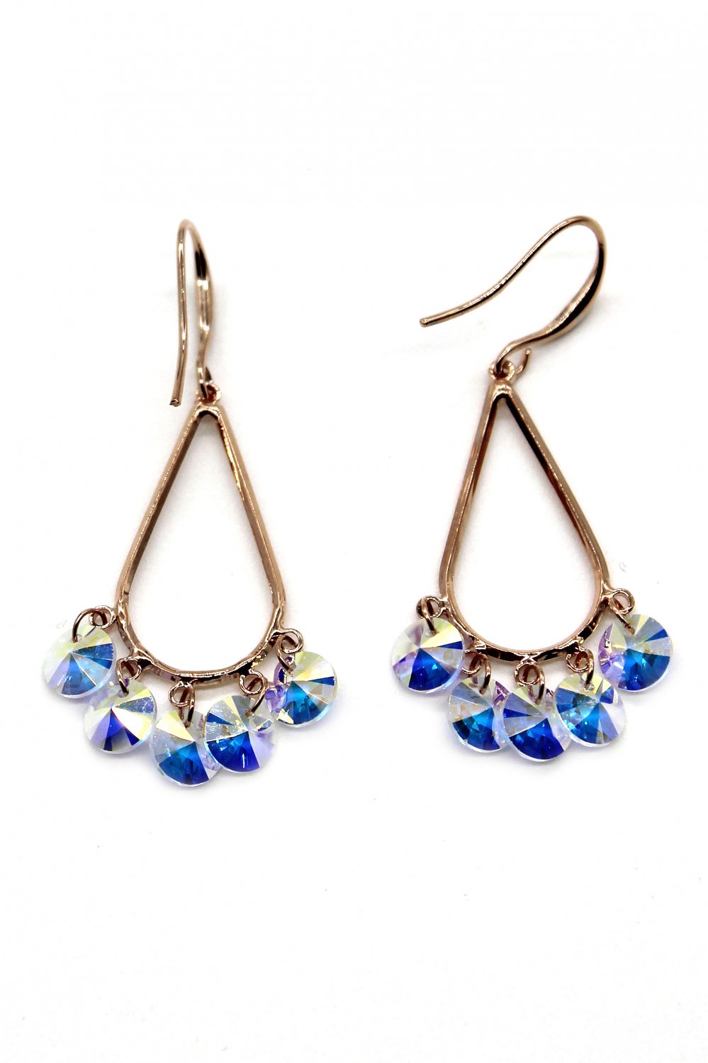 Sector drop swarovski crystal Rose Gold earrings