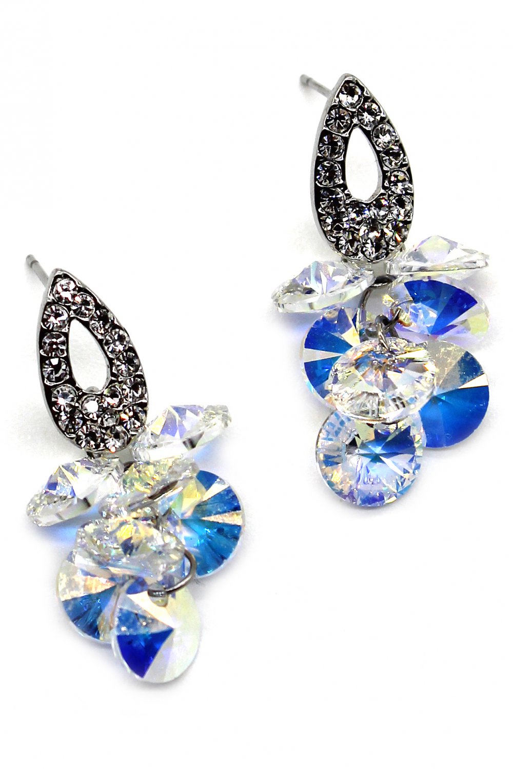 Sparkling drop swarovski crystal silver earrings