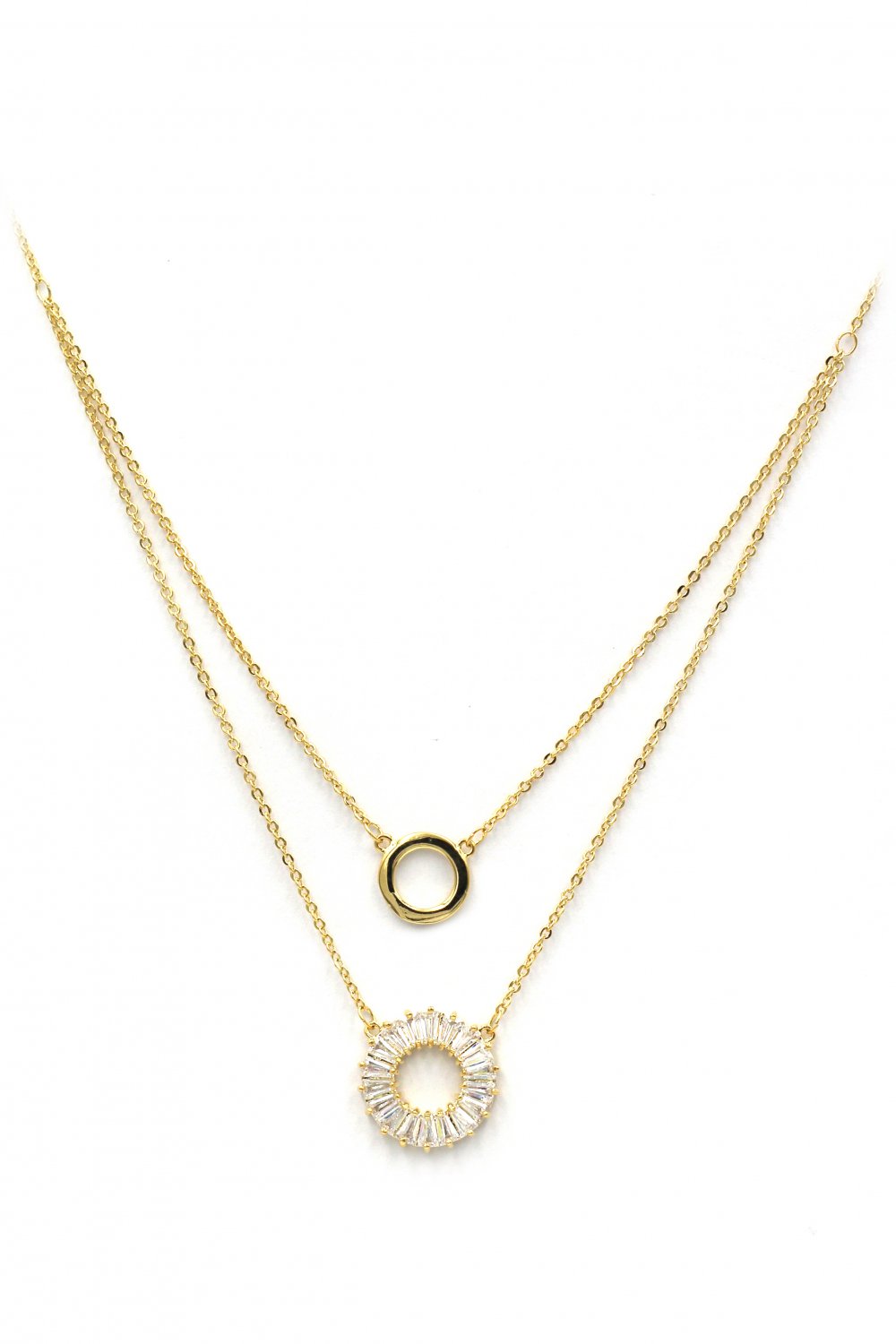 Duplexes crystal circle gold necklace