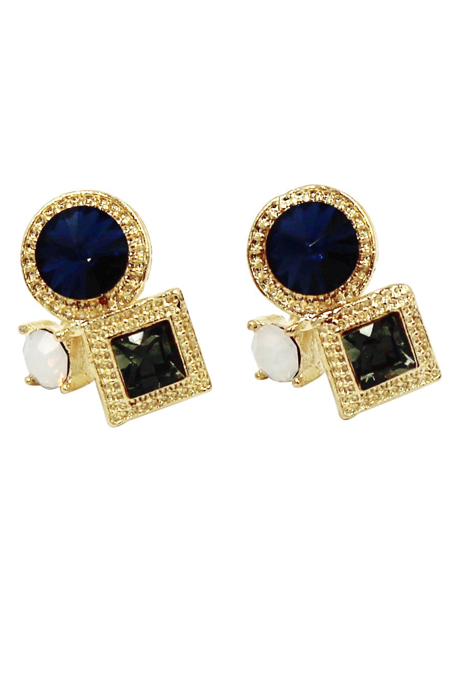 Fashion golden rim blue crystal earrings