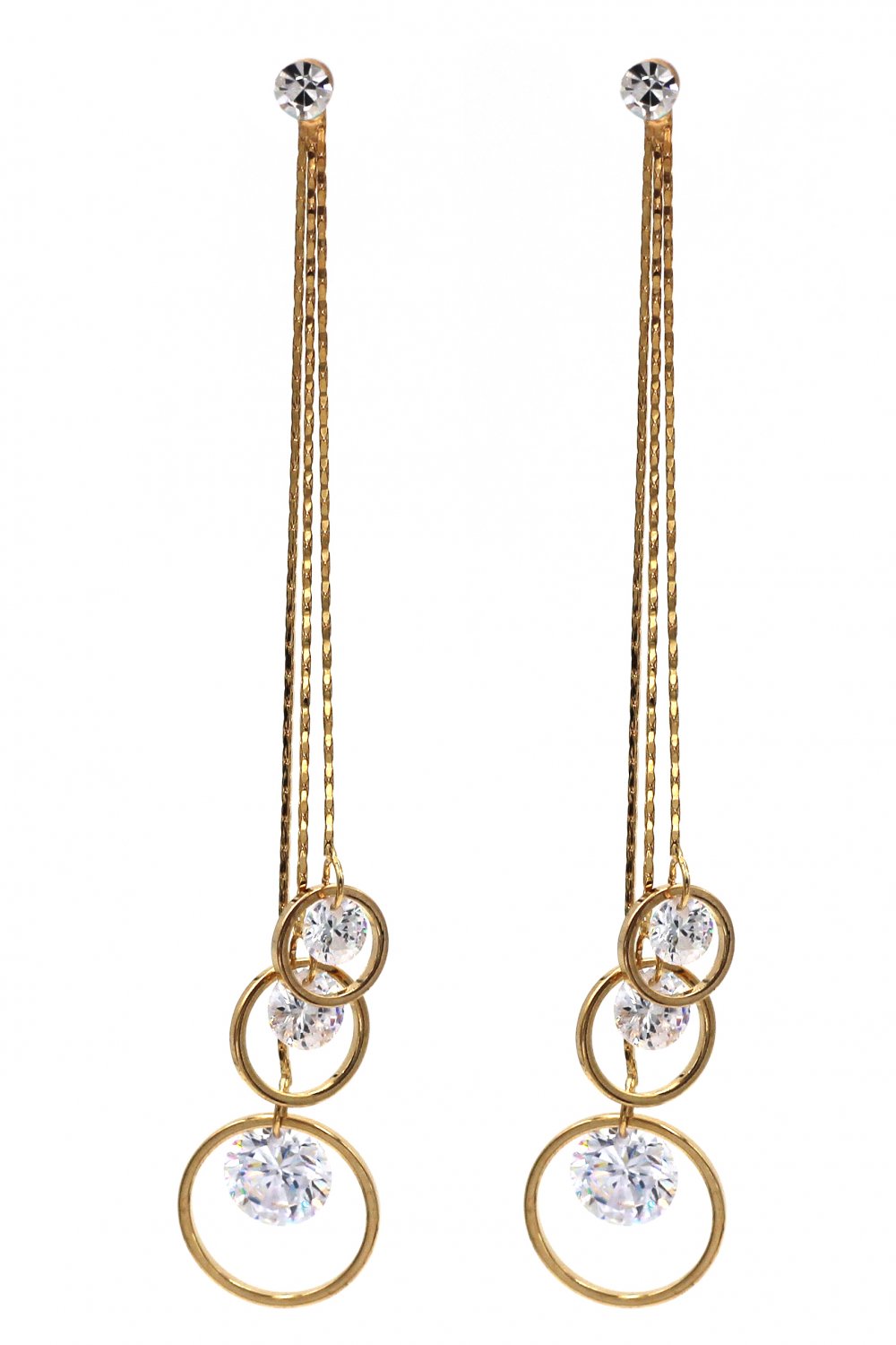 Temperament tassel pendant crystal gold earrings