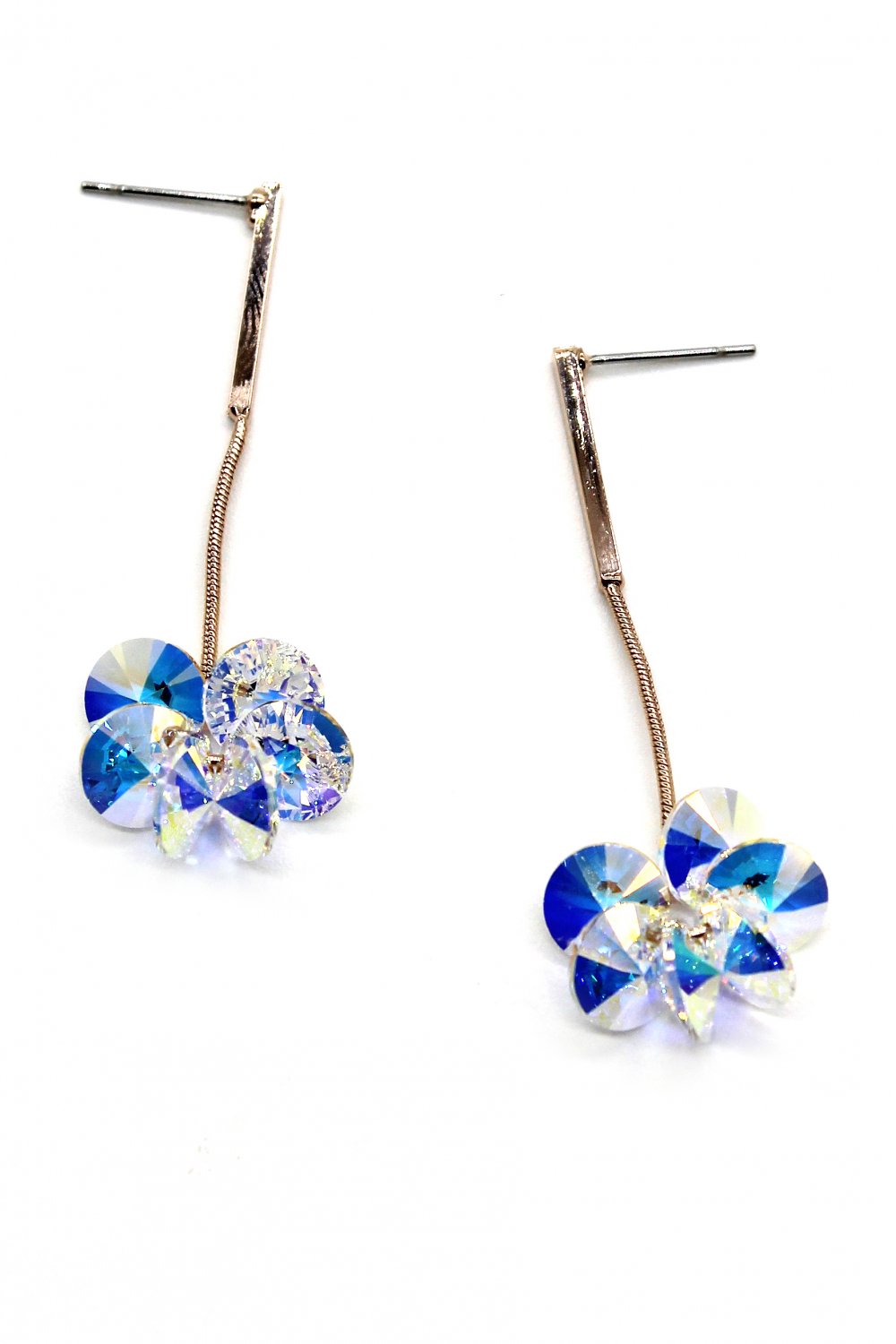 Sparkling hanging hammer swarovski crystal earrings