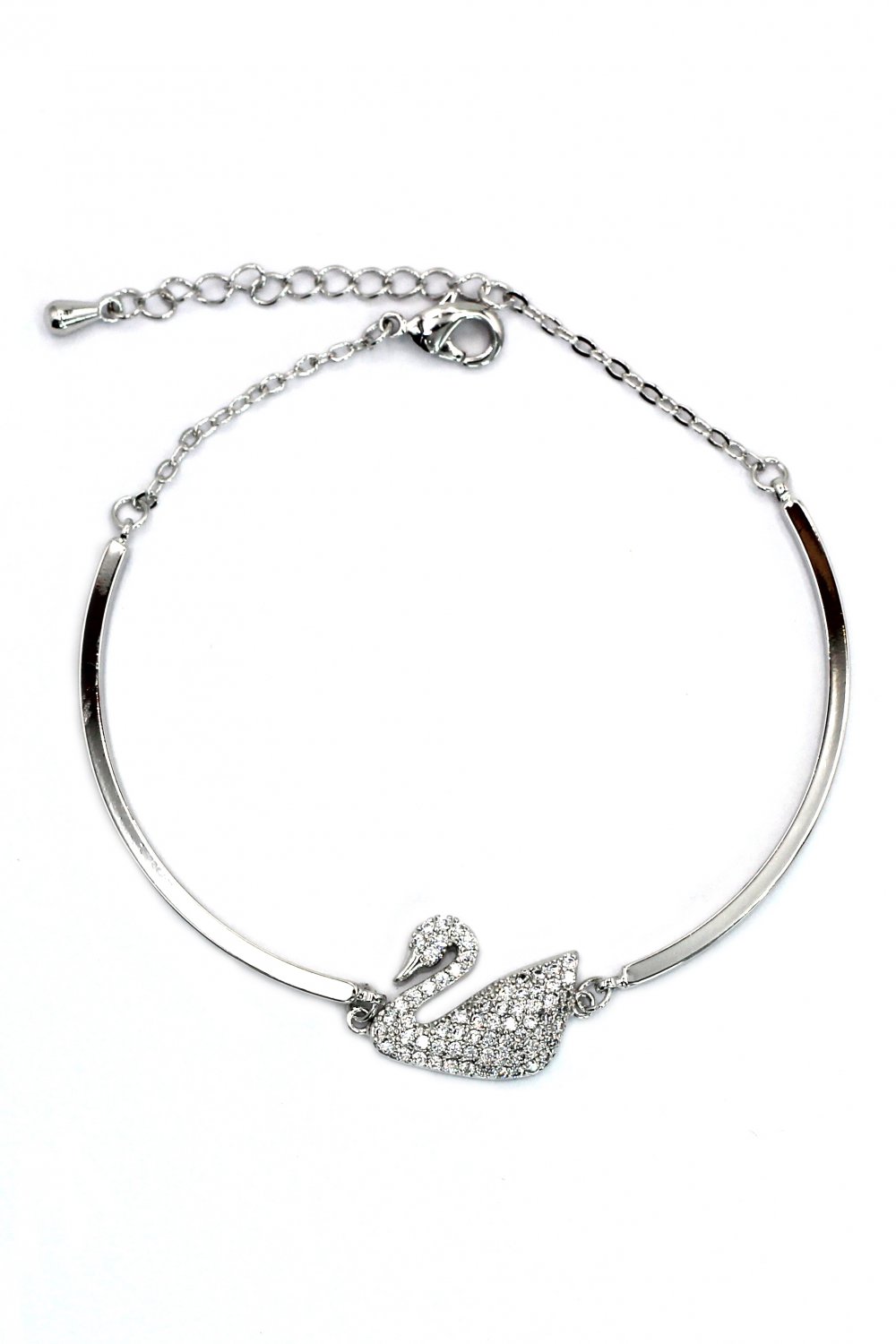 Elegant crystal swan silver bracelet