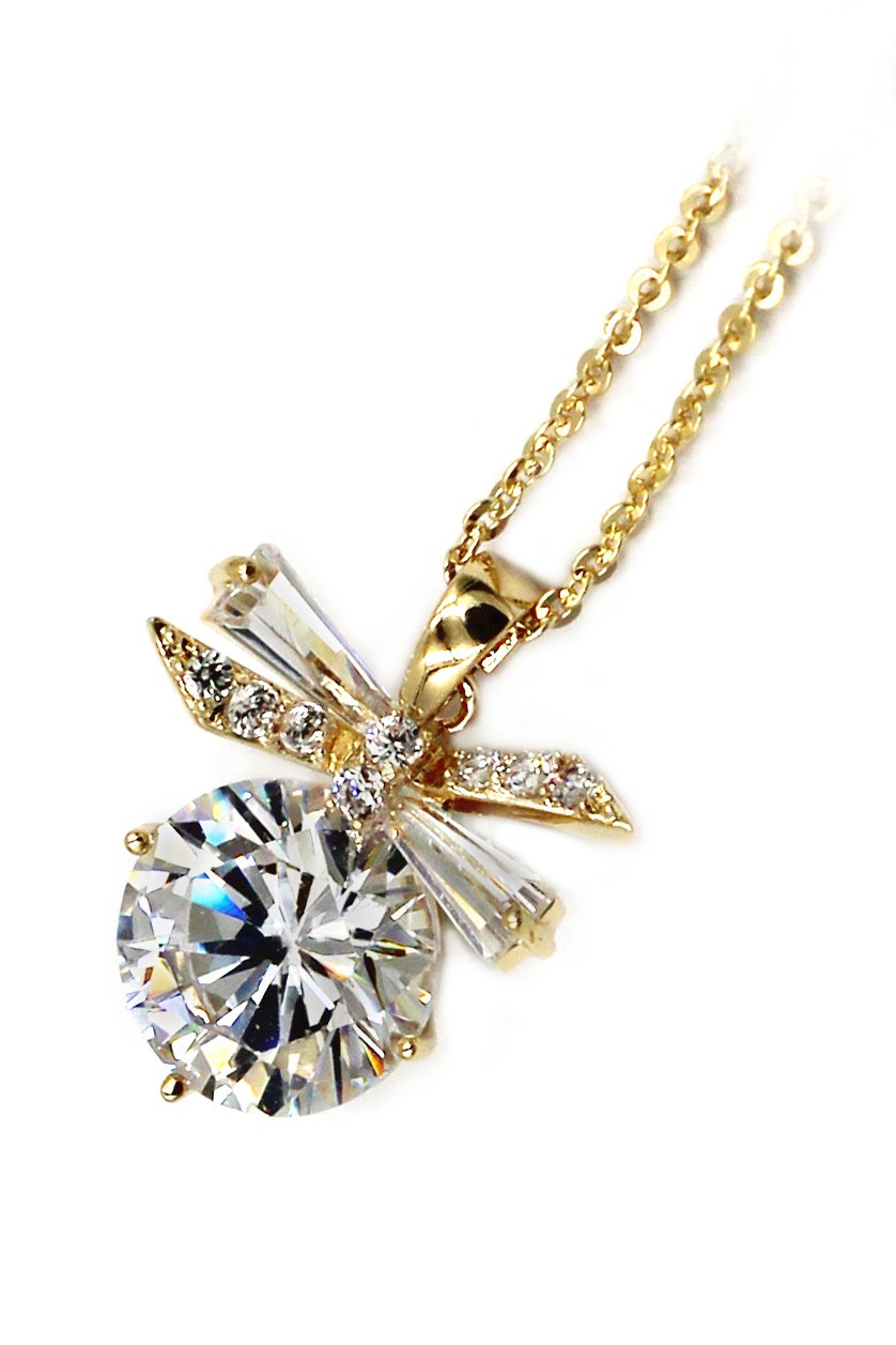 Elegant dragonfly crystal gold necklace