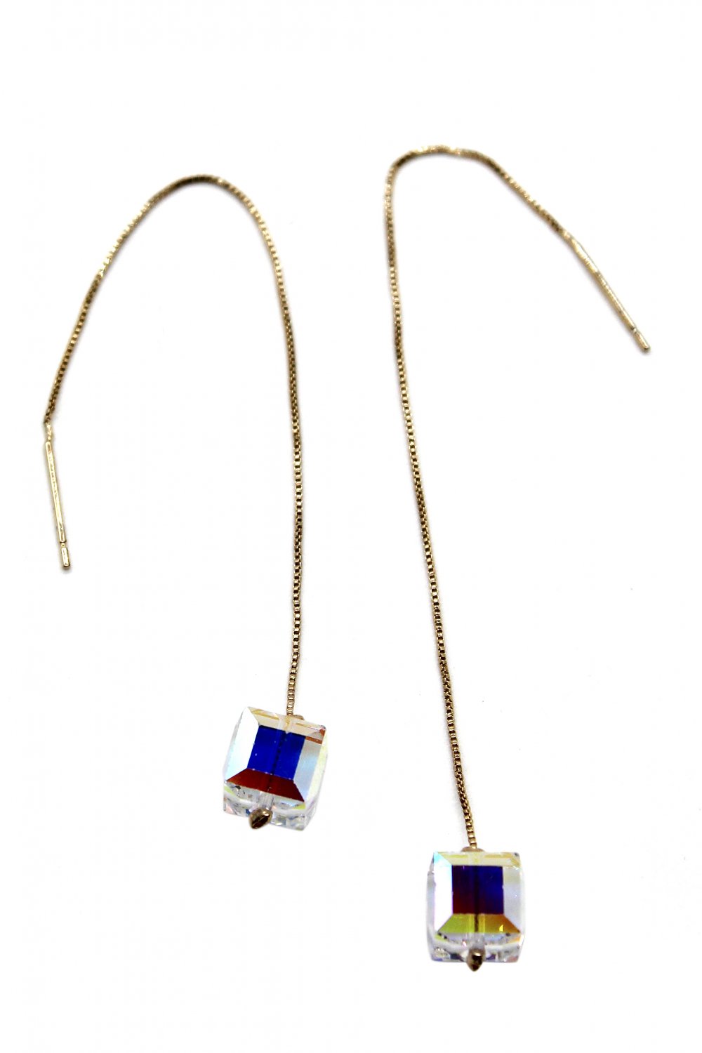 Swarovski square crystal gold earrings