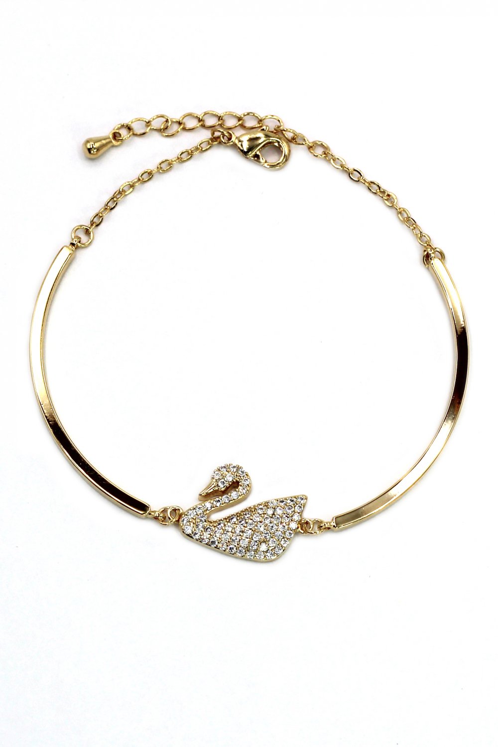 Elegant crystal swan gold bracelet