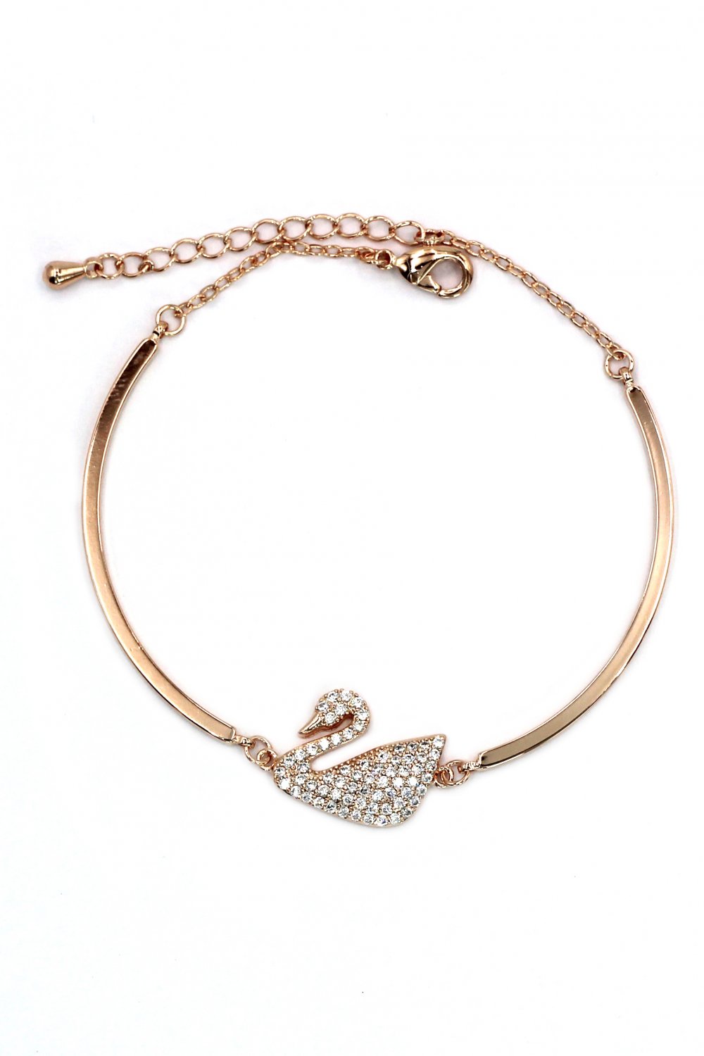 Elegant crystal swan rose gold bracelet