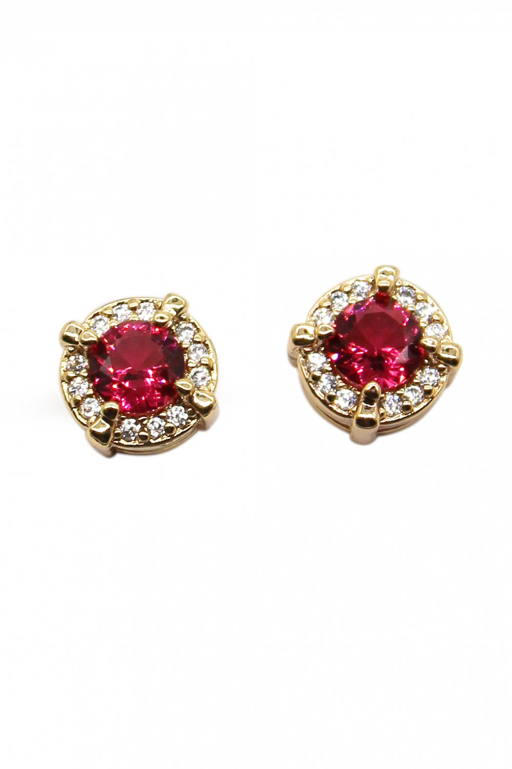 Simple golden red crystal earrings