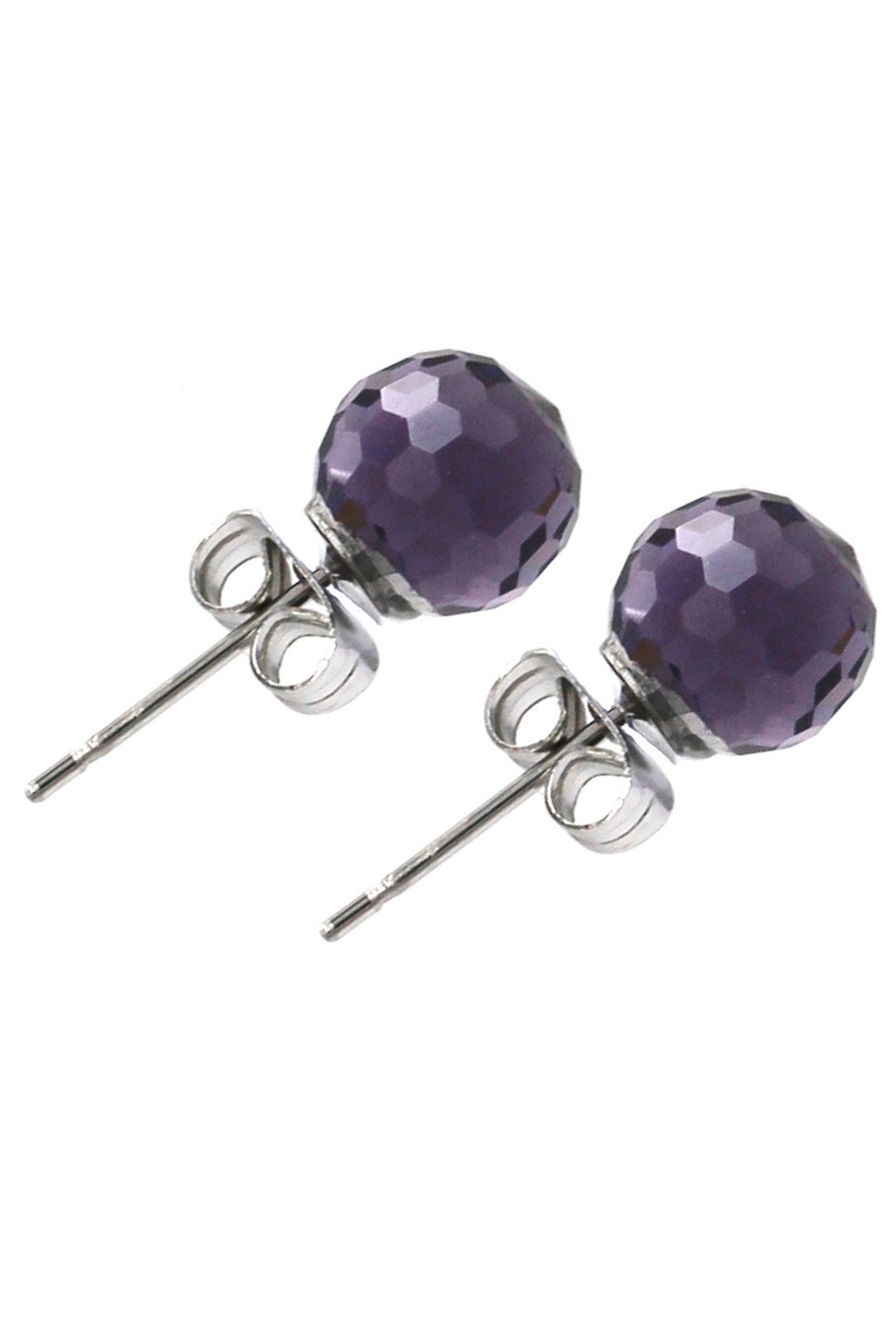 Single purple crystal ball earrings