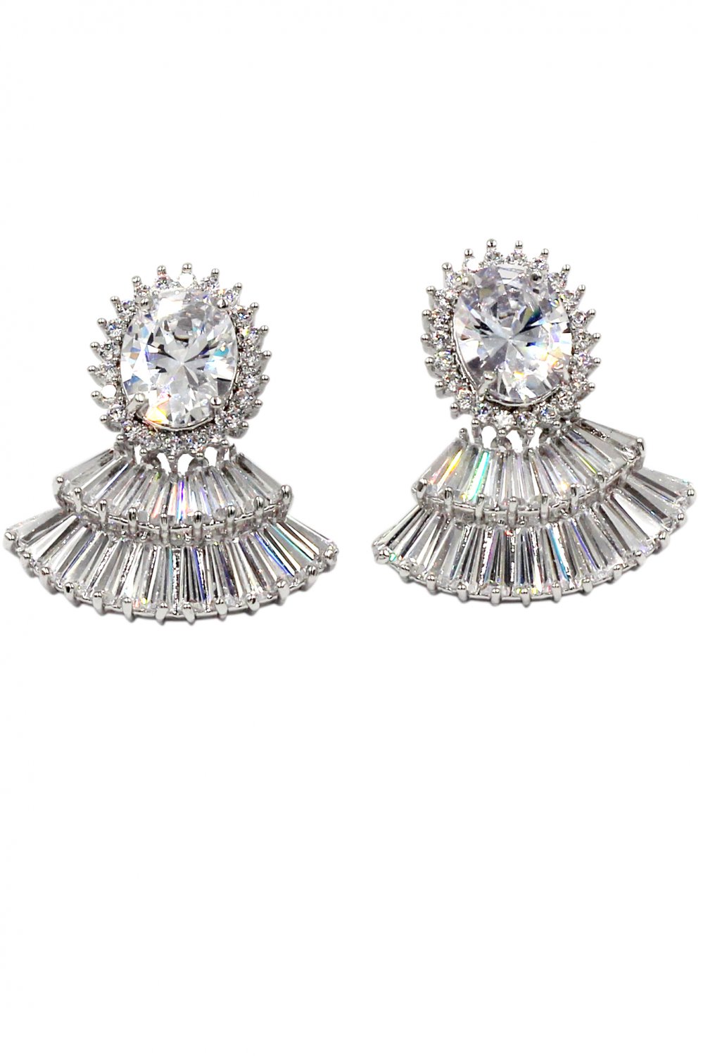 Lovely crystal skirt silver earrings