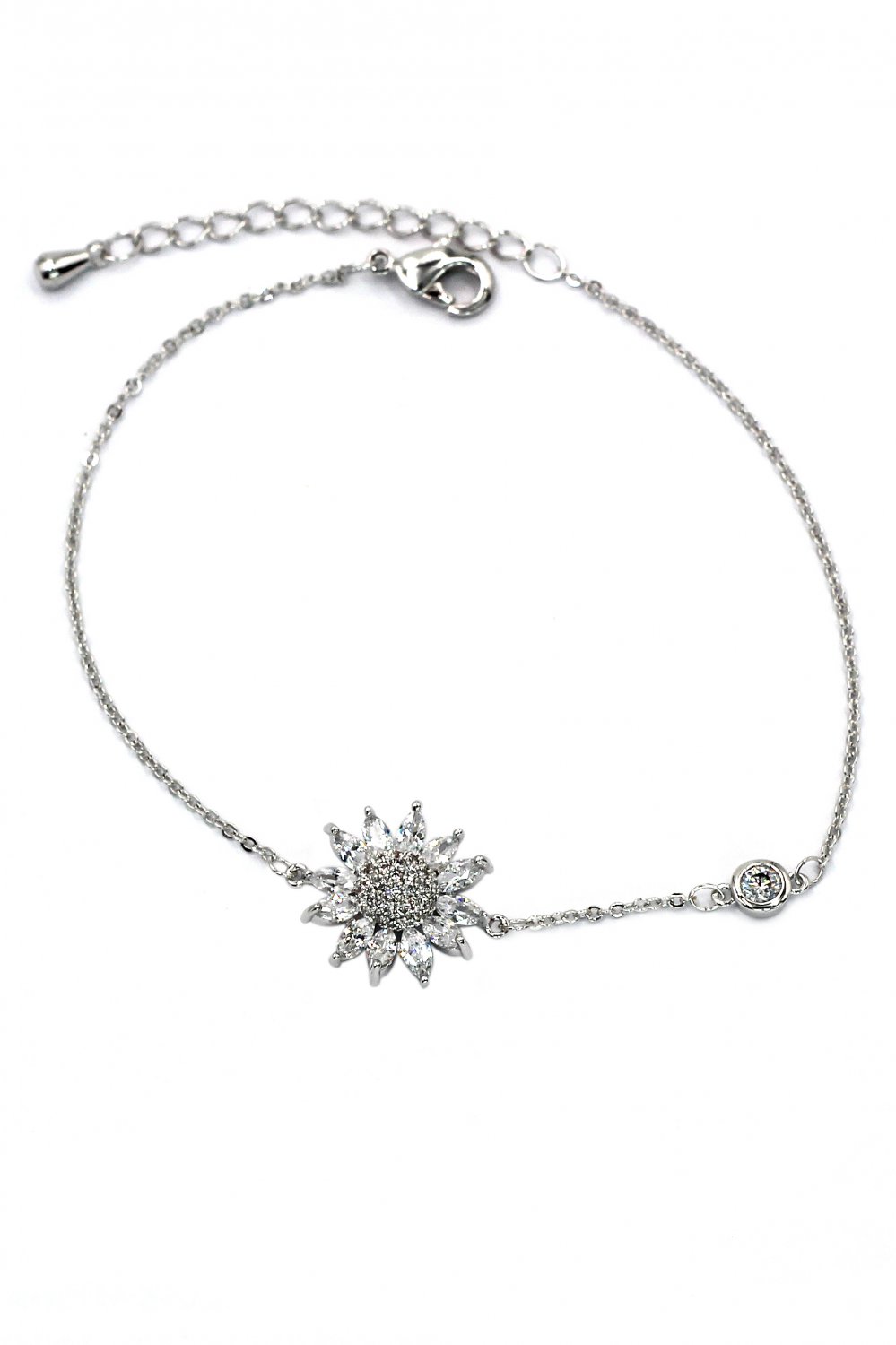 Delicate crystal sun silver bracelet