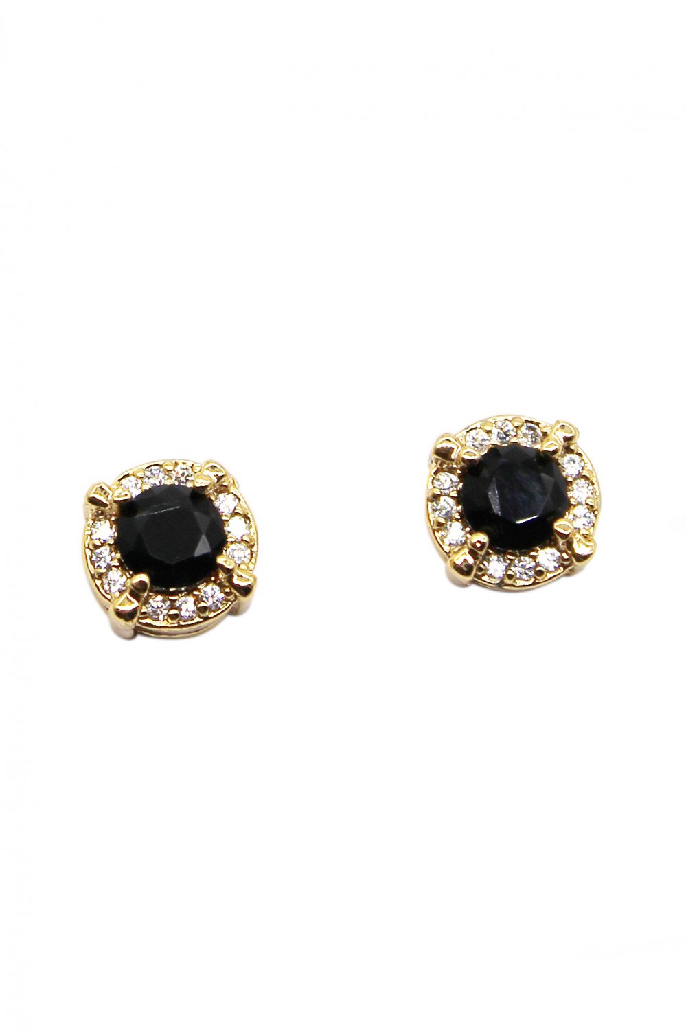 Simple golden black crystal earrings