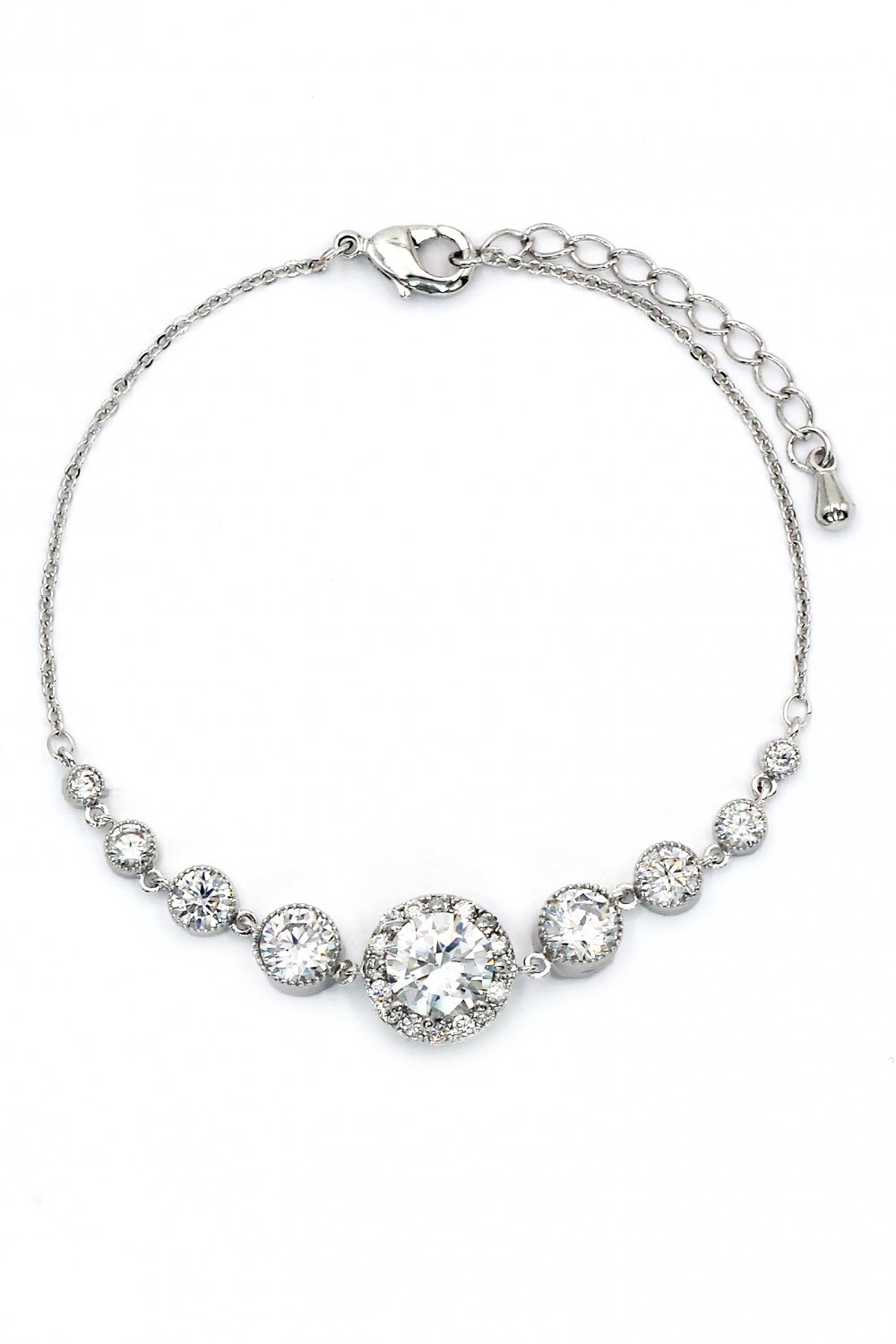 Fashion electrocardiogram crystal silver bracelet