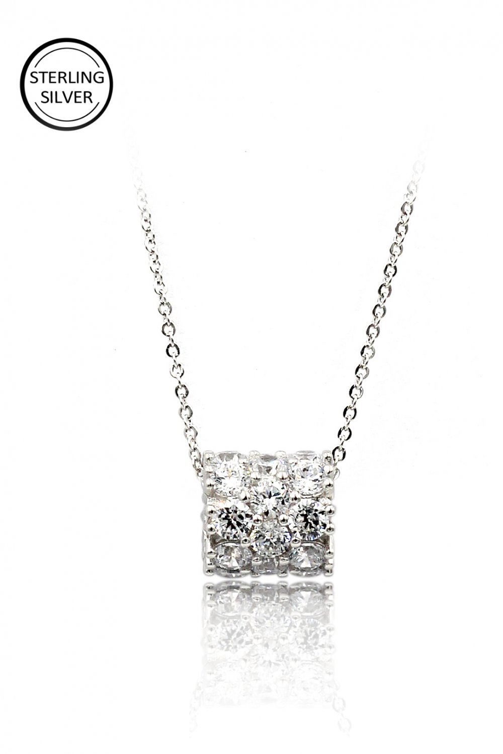 Crystal conveyor bead pendant sterling silver necklace