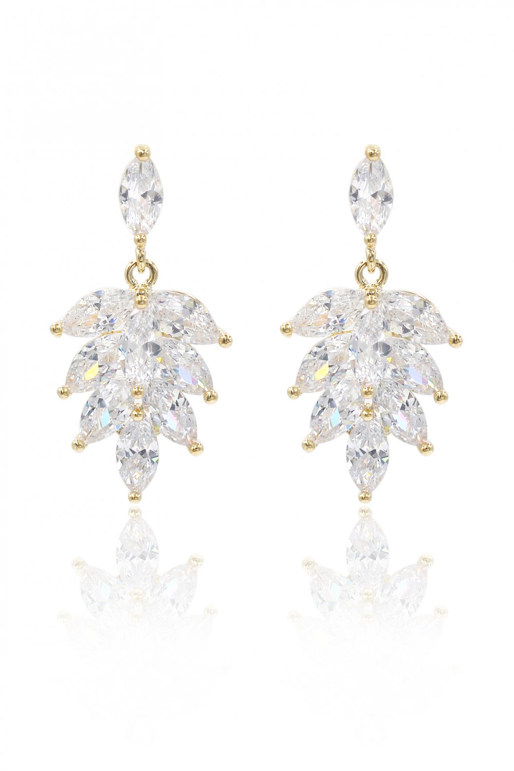 Elegant temperament crystal gold earrings