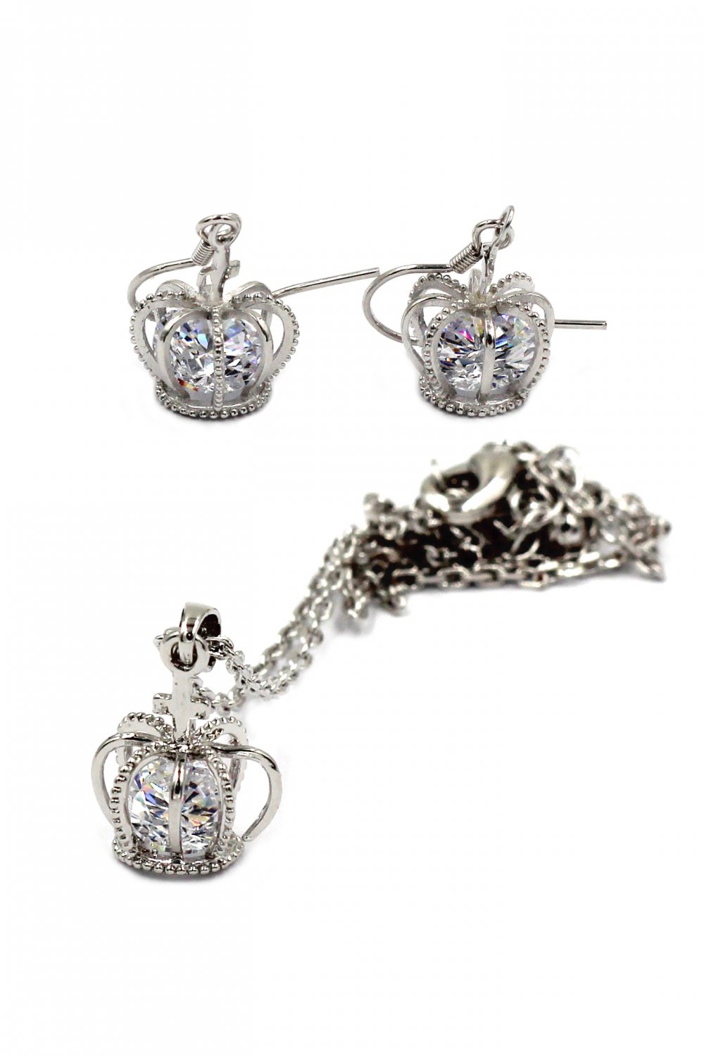 Mini Crown Crystal necklace earrings Set
