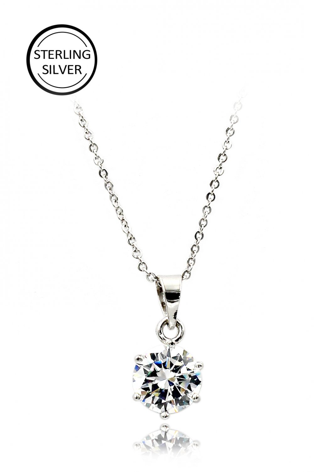 Single crystal sterling silver necklace