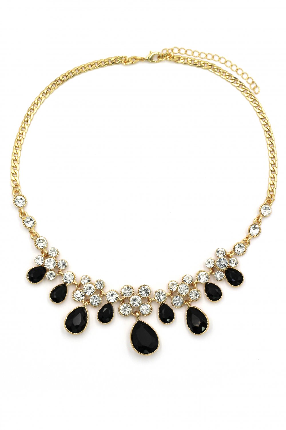 Noble black garnet crystal gold necklace