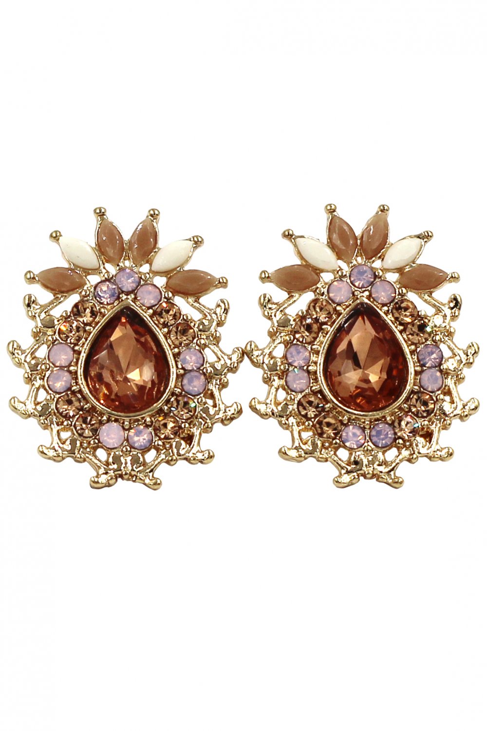 Special golden pineapple crystal earrings
