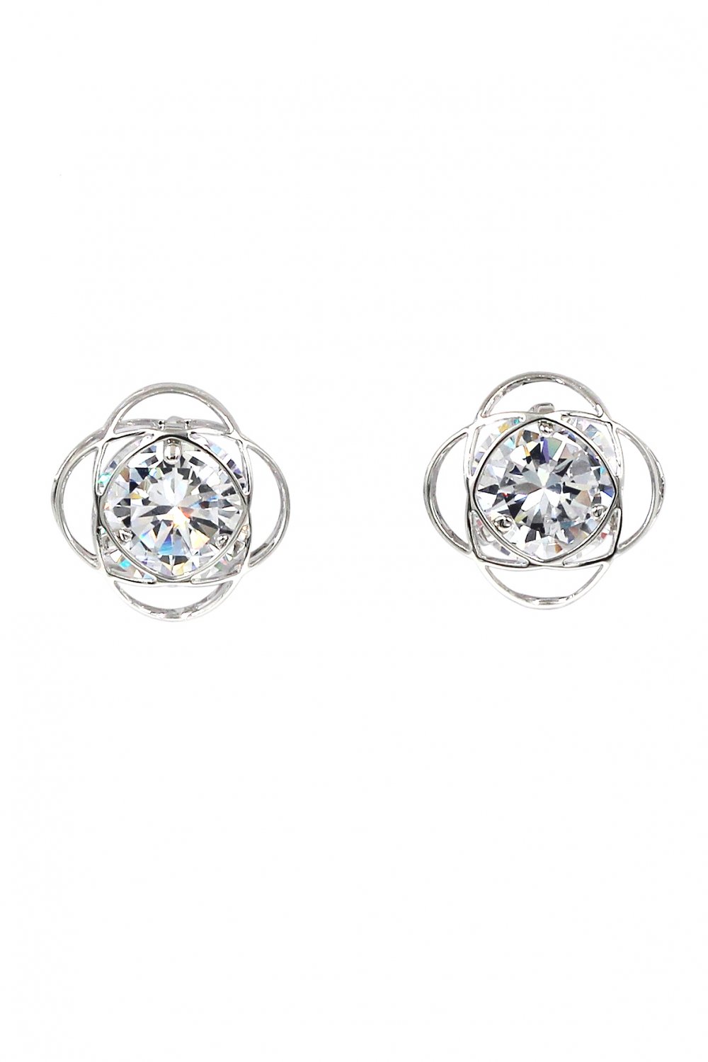 Exquisite flower crystal silver earrings
