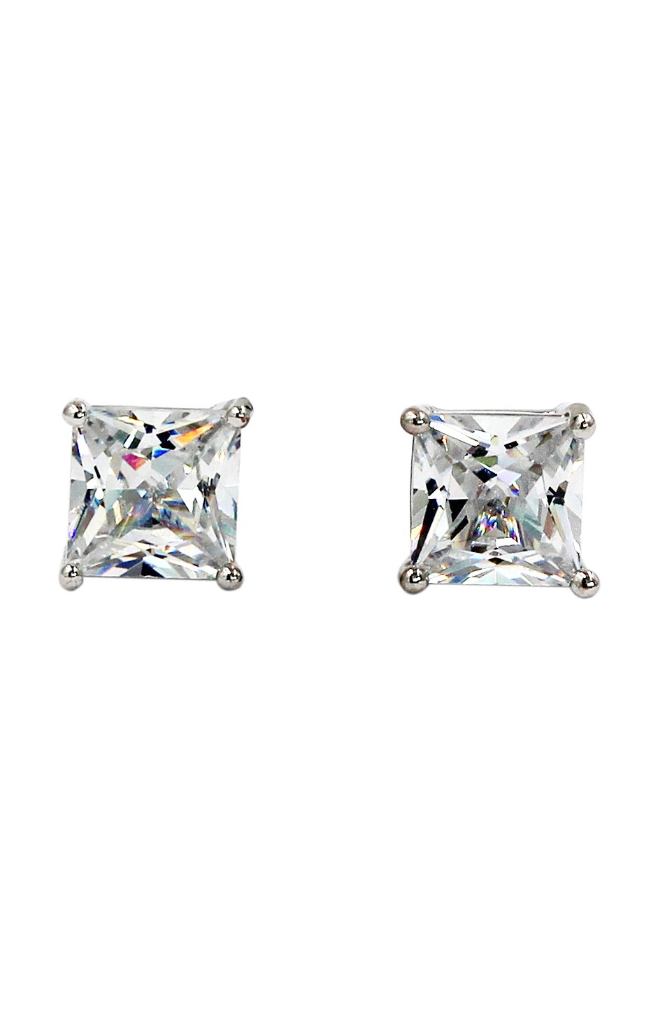 Simple side crystal silver earrings