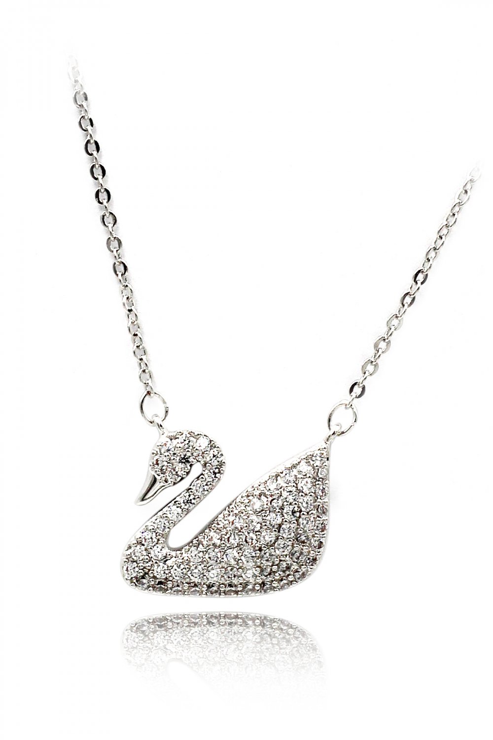 Single swan crystal necklace