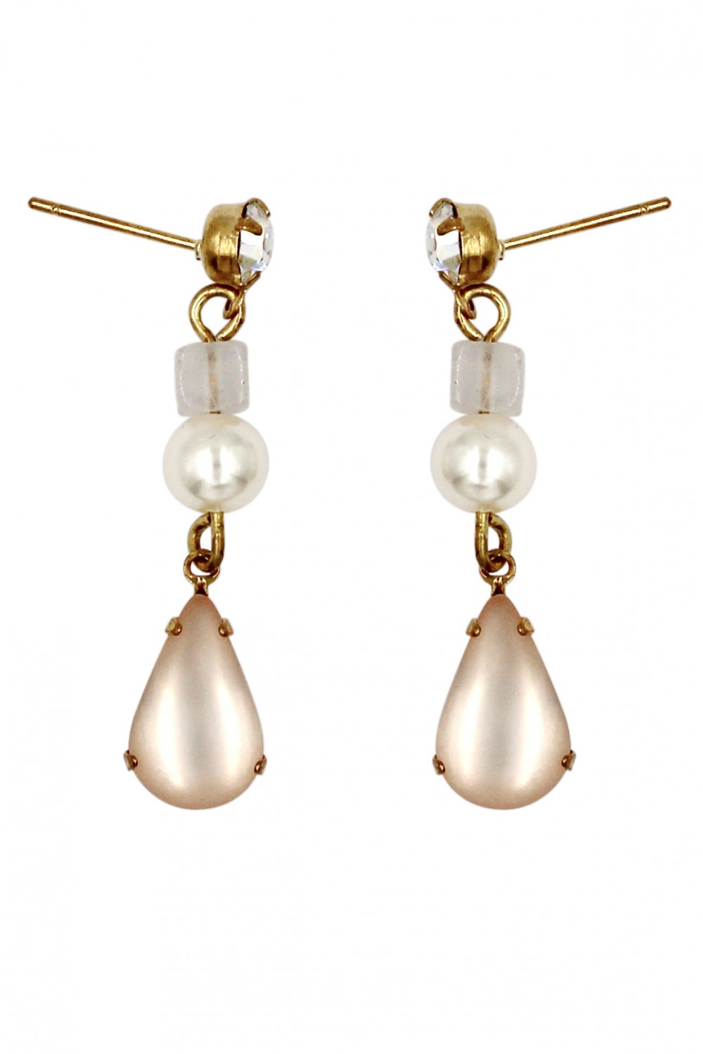 Fashion water pink drop pendant pearl earrings