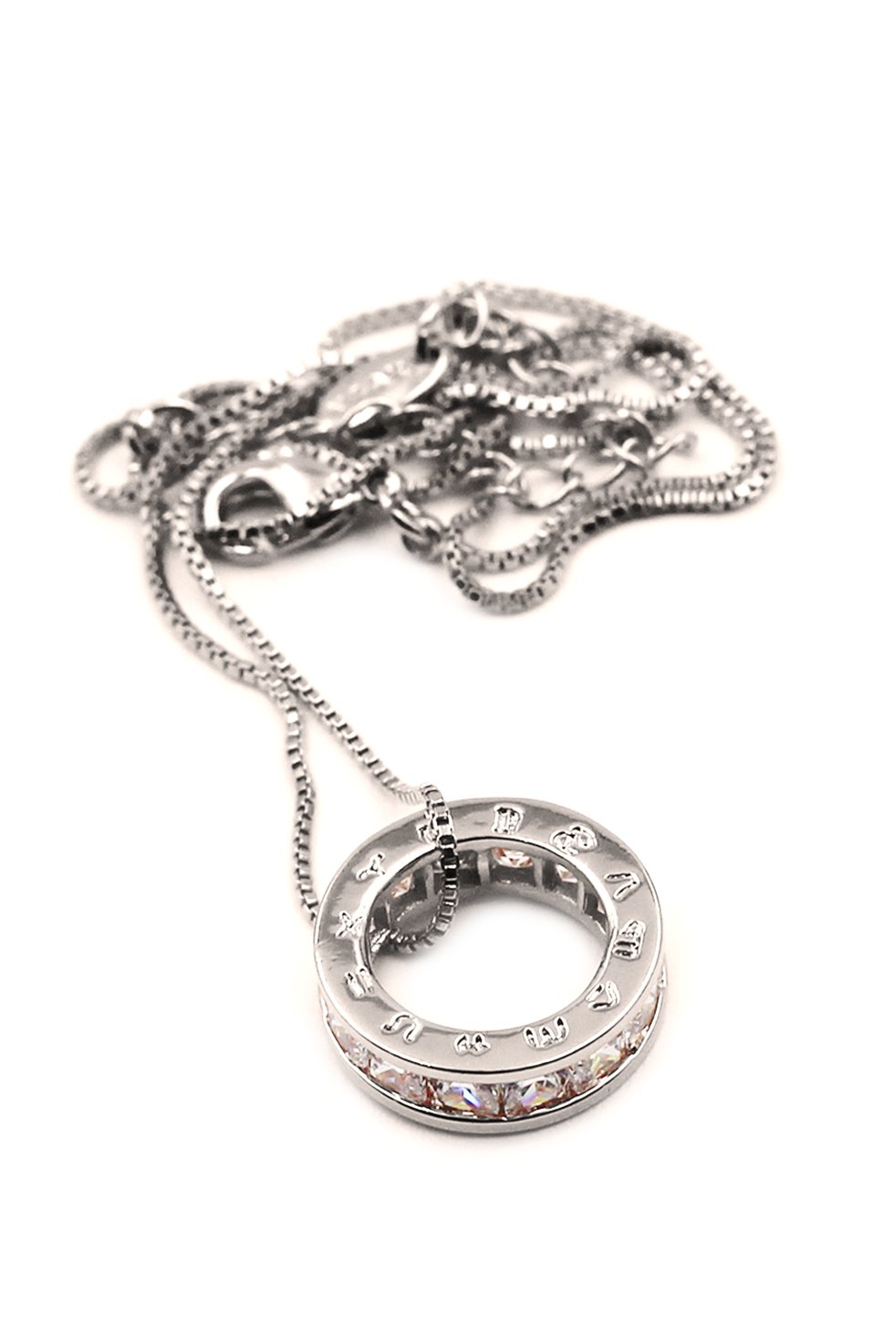 Circle the letter crystal silver necklace