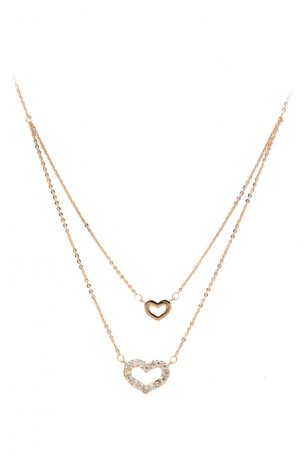 Duplexes mini heart crystal rose gold necklace