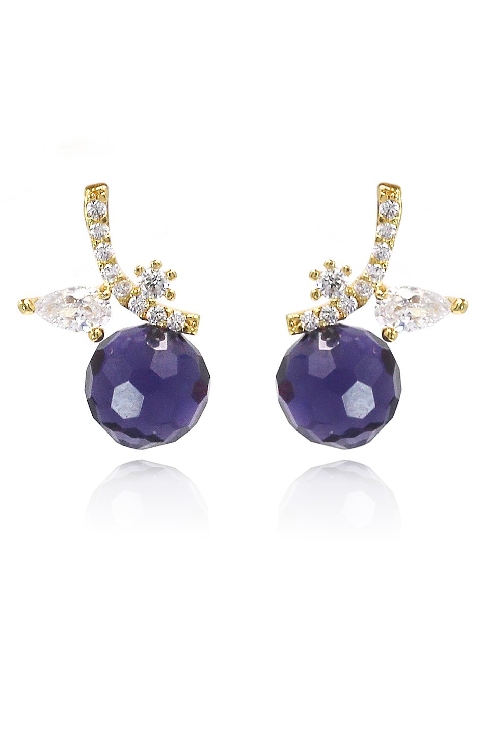 Cabinet purple crystal ball pendant earrings