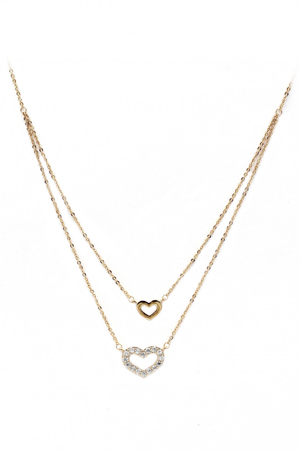 Duplexes mini heart crystal gold necklace