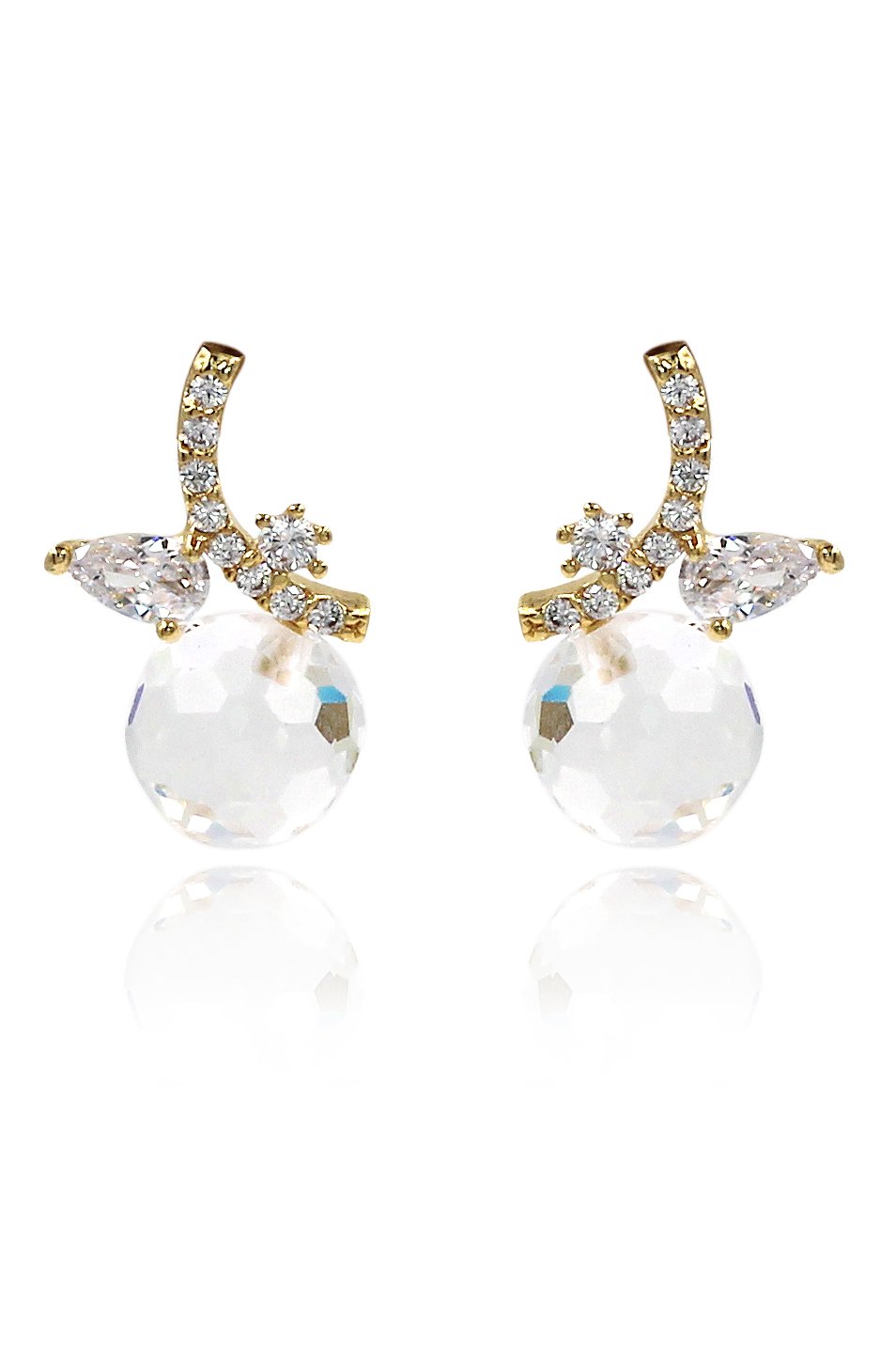 Cabinet transparent crystal ball pendant earrings