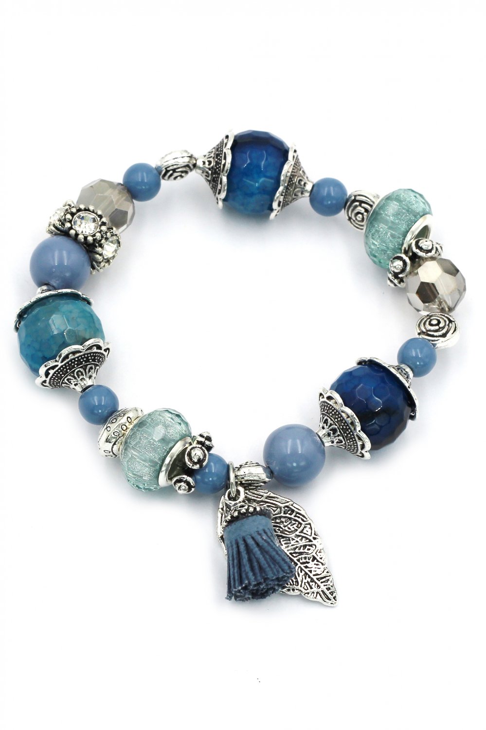 Summer ice bead blue bracelet