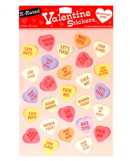 4 x-rated valentine sticker sheets - 27 stickers per sheet