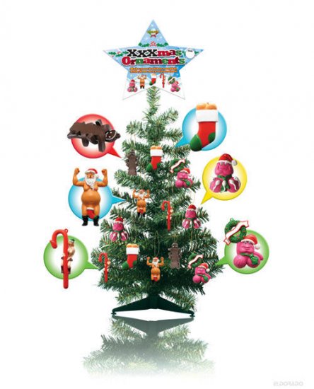 2 ft. tall xmas tree w/24 xxxmas ornaments