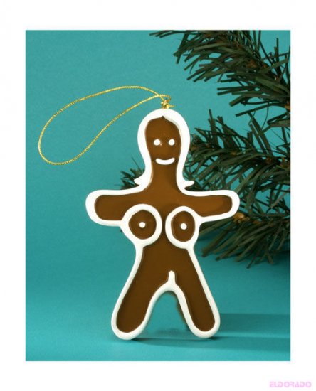 Naughty gingerbread girl ornament