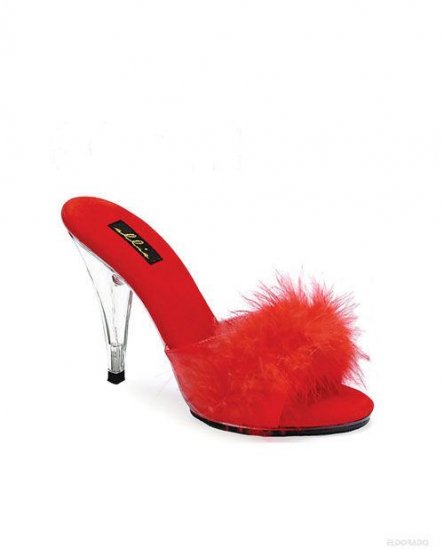 Sasha By Ellie 4 inch Marabou Pump Red Size 9