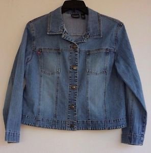 Chico's Womens Distressed Stretch Blue Jean Jacket Size 2, Medium, Misses 12