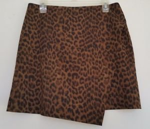 Ann Taylor Womens Short Leopard Print Skirt Size 8 Gold & Brown Lined