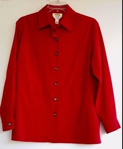 Talbots Petites Womens Red Suede Look Jacket Coat Size Small Button Front