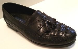 GEORGIO BRUTINI BARTELL BLACK LEATHER TASSEL SLIP ON LOAFERS SIZE 11 1/2 D