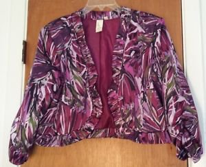 Womens Lavender & Honey Purple Geometric Print Short Jacket Size XL