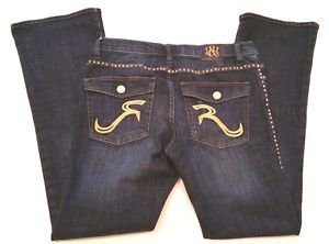 Rock & Republic Kasandra Womens Distressed Denim Blue Jeans Size 12 Boot Cut