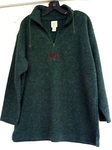 VICTORIA'S SECRET Country Green Fleece Pullover Sweater Red Embroidery Size M