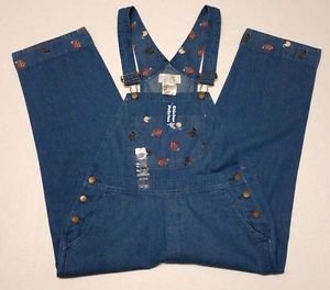Mandal Bay Womens Chicken Patch Denim Jean Carpenter Bib Overalls Capri Sz M NWT