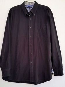 Tommy Hilfiger Mens Navy Blue Cotton Shirt Long Sleeve Button Front Size XL