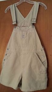 Old Navy Cotton Khaki Color Distressed Overall Shorts Size Small