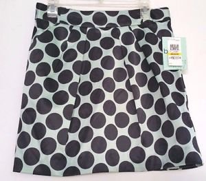 Bar III Front Row Womens Short Polka Dot Skirt Seafoam Green & Black NWT Size M
