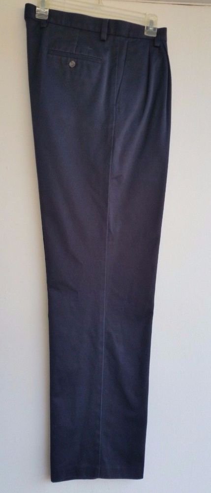 Dockers Mens Pleated Front Navy Blue Pants Size W34 L34 Cotton Classic Fit