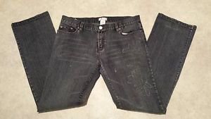 Metro 7 Seven Womens Distressed Stretch Denim Low Boot Cut Blue Jeans Size 12